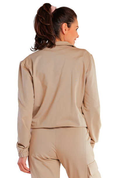 Bluza damska dresowa rozpinana bawełniana z kieszeniami beżowa